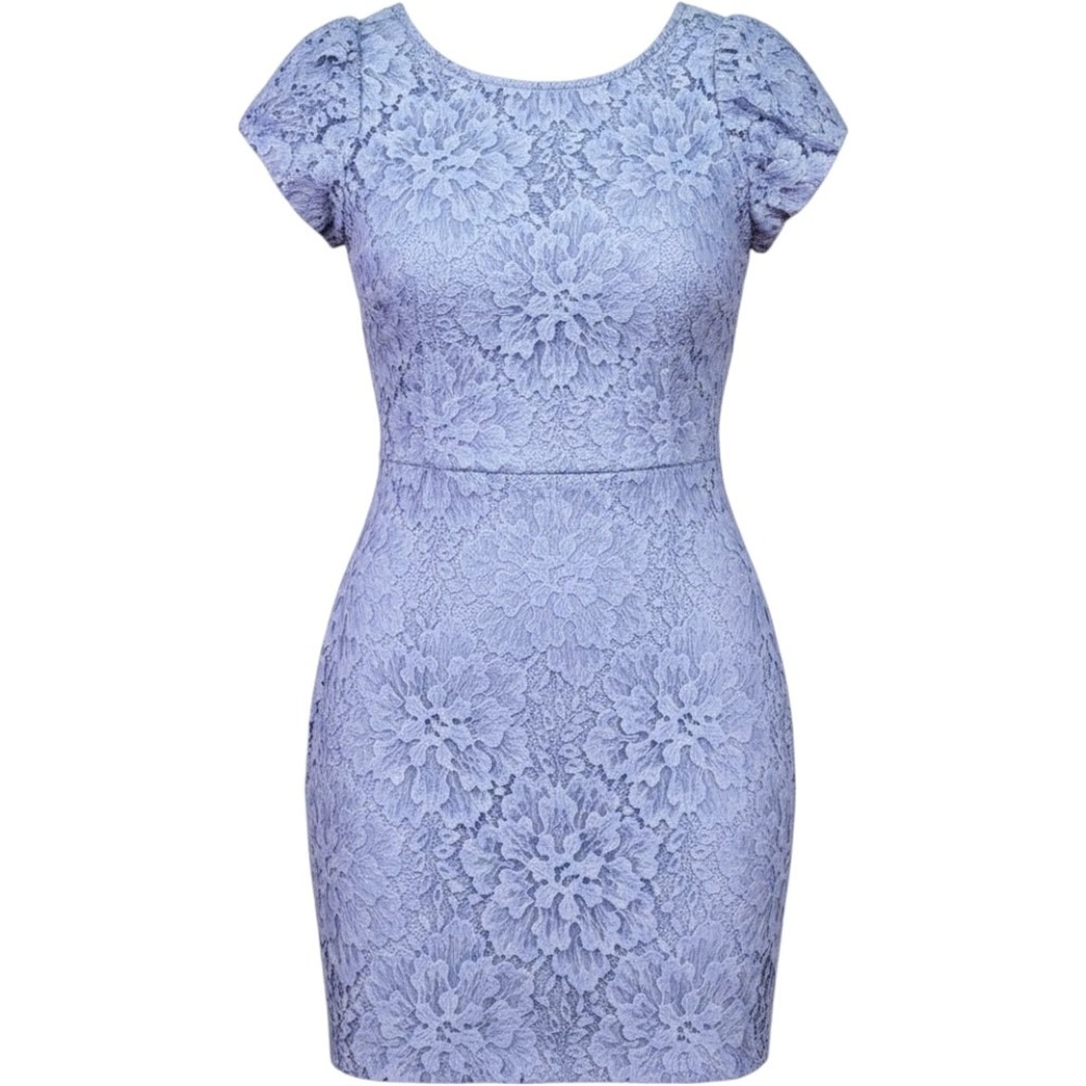 Free People Lace Smocked Mini Dress S Light Blue Coquette Puff Sleeve OB1646082